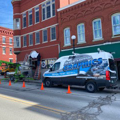 Awesome Graphics in Rutland, Vermont, has used the  Nifty Lift platform for applying prints & signs